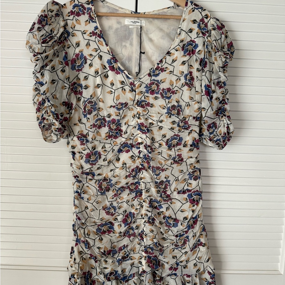 Isabel Marant Floral Mini Dress - Cream and Blue